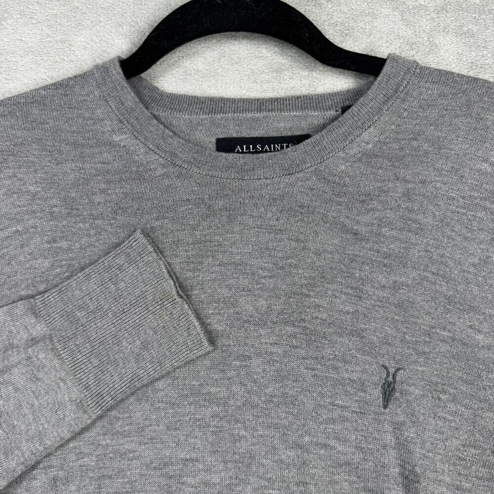 ALLSAINTS Sweater Gray Thin Long Sleeve Mens XS Quiet Luxury Preppy Designer